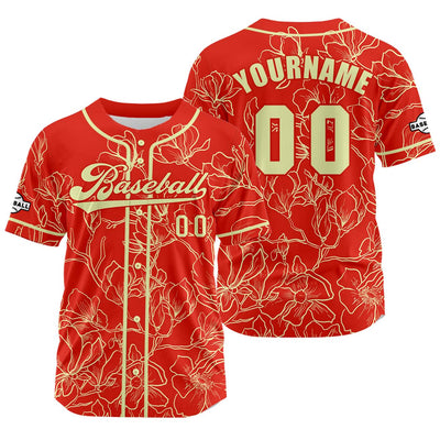 Custom Red Yellow Jersey Personalized Baseball Shirt for Men Women Kids Youth enthsush