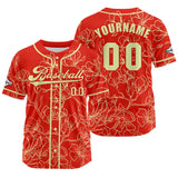 Custom Red Yellow Jersey Personalized Baseball Shirt for Men Women Kids Youth