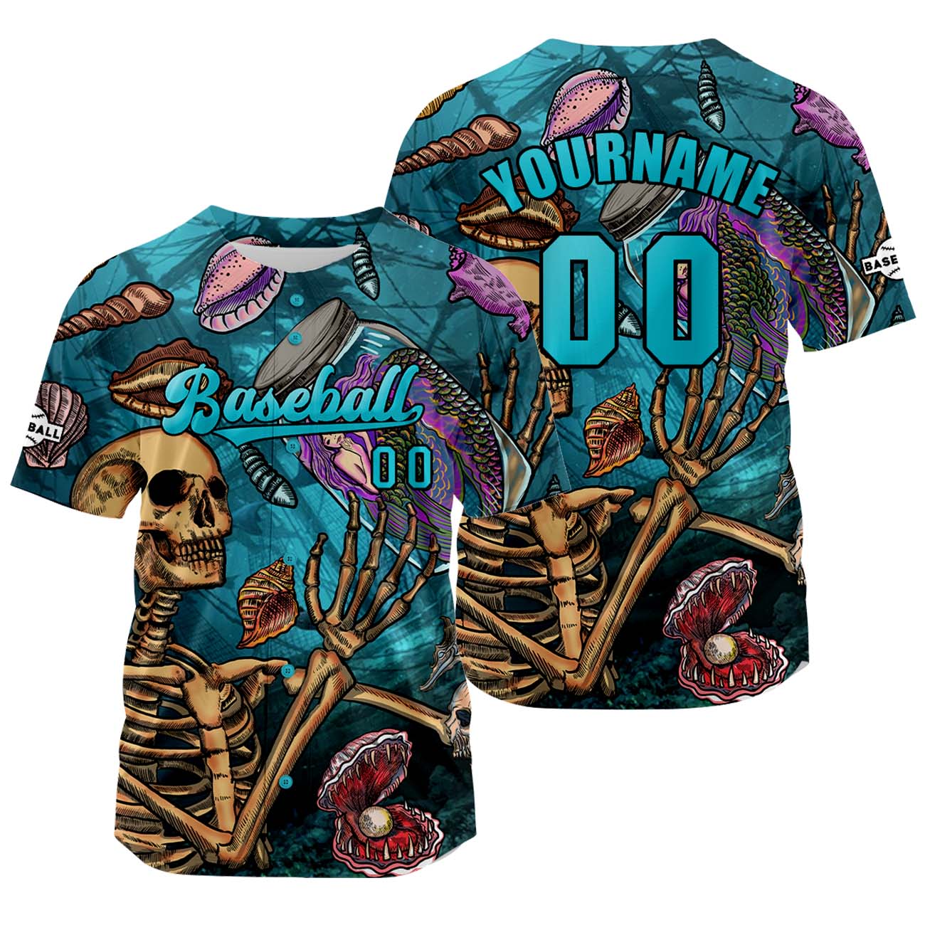 Custom Bule Green Jersey Personalized Baseball Shirt for Men Women Kids Youth enthsush