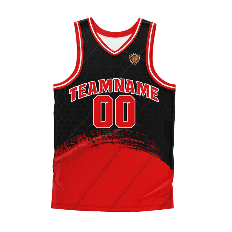 Custom Black Red Basketball Jersey Uniform Suit Printed Your Logo Name Number