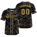 Custom Black Gold Jersey Personalized Baseball Shirt for Men Women Kids Youth enthsush