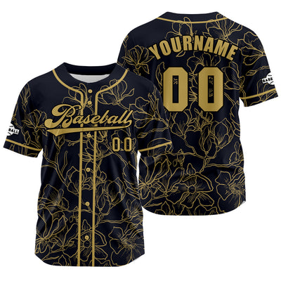 Custom Black Gold Jersey Personalized Baseball Shirt for Men Women Kids Youth enthsush