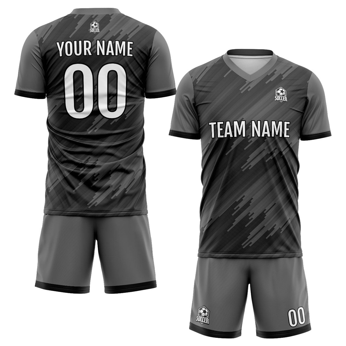 Custom Grey Soccer Jerseys for Men Women Personalized Soccer Uniforms for Adult and Kid enthsush