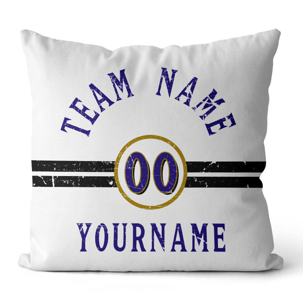 Custom Football Throw Pillow for Men Women Boy Gift Printed Your Personalized Name Number Blue & Black & White enthsush