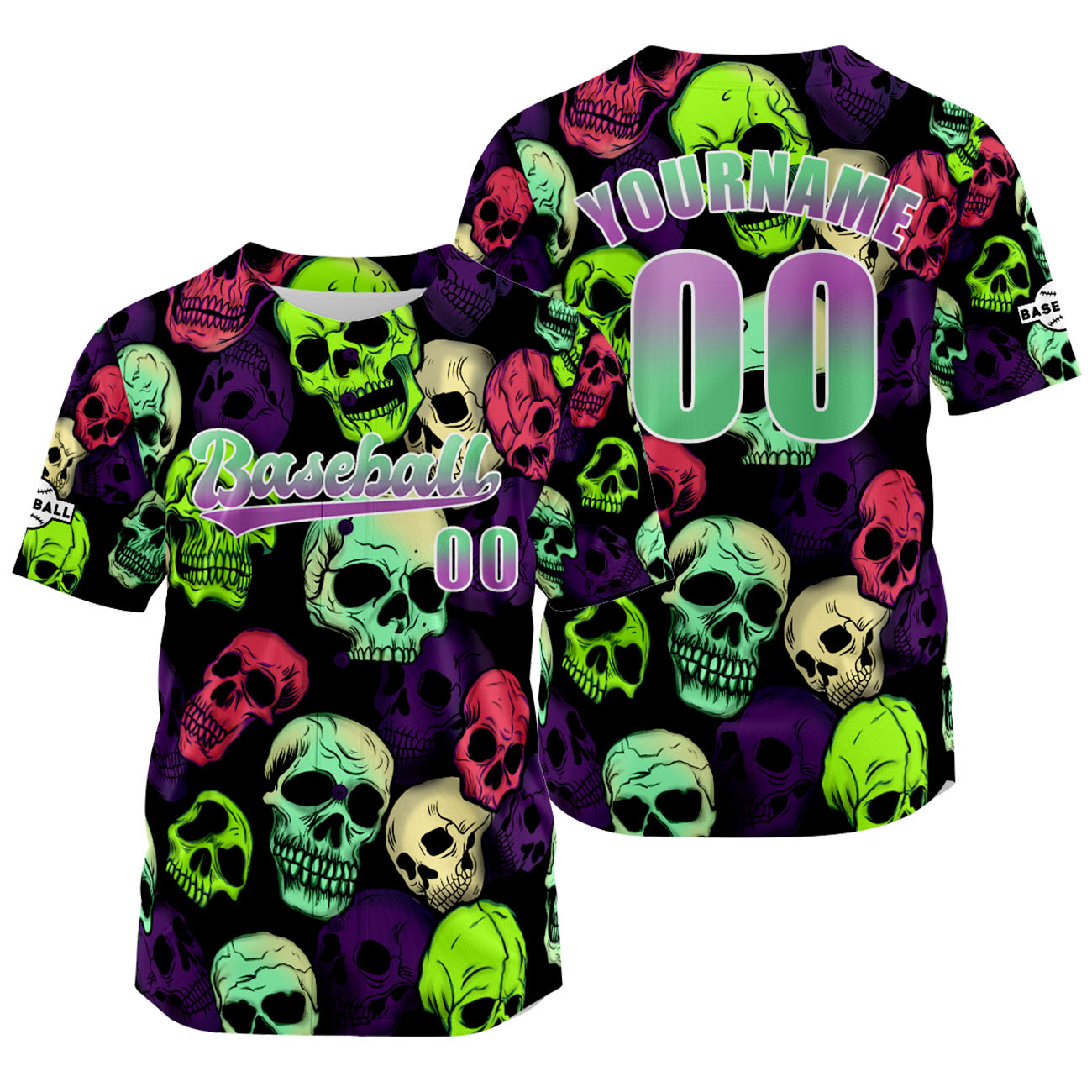 Custom Green Purple Jersey Personalized Baseball Shirt for Men Women Kids Youth enthsush