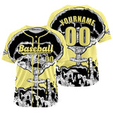 Custom Yellow Baseball Jersey Personalized Baseball Shirt for Men Women Kids Youth