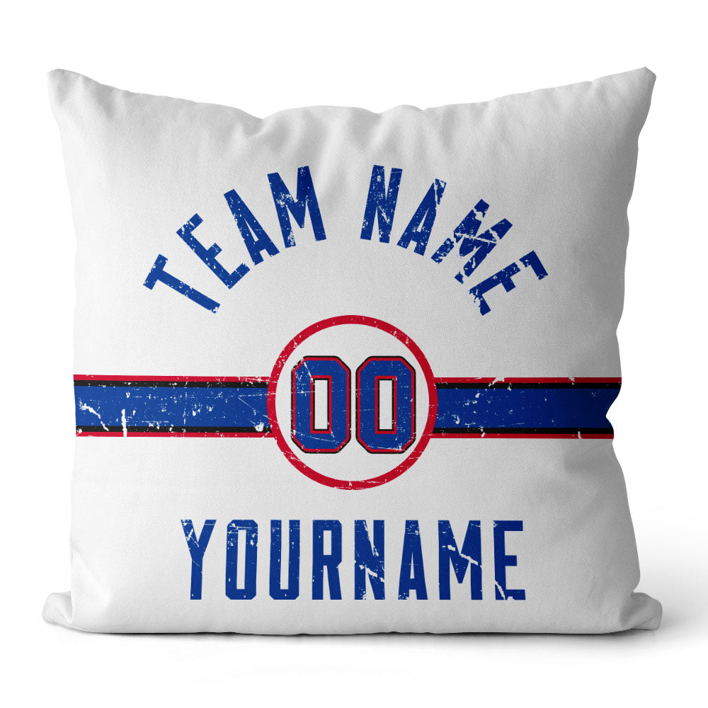 Custom Football Throw Pillow for Men Women Boy Gift Printed Your Personalized Name Number Blue & Red & White enthsush
