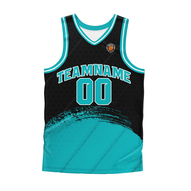 Custom Black Teal Basketball Jersey Uniform Suit Printed Your Logo Name Number