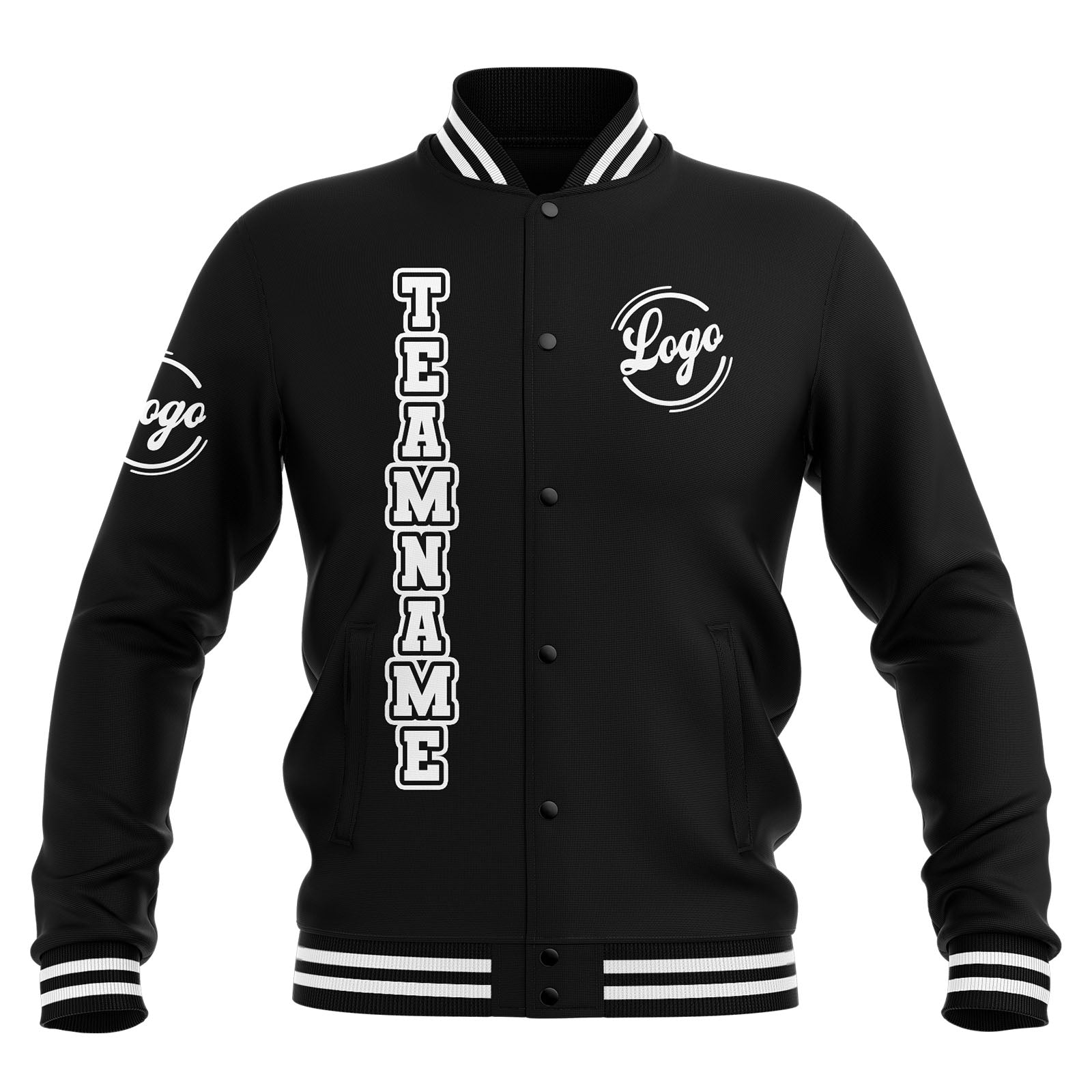 Custom Black White Waterproof Varsity Jackets Personalized Stitched Name Number Logo to Letterman Jackets enthsush