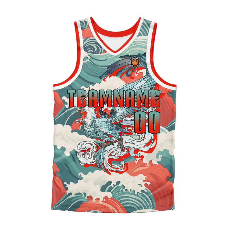 Custom Cyan Red Basketball Jersey Uniform Suit Printed Your Logo Name Number