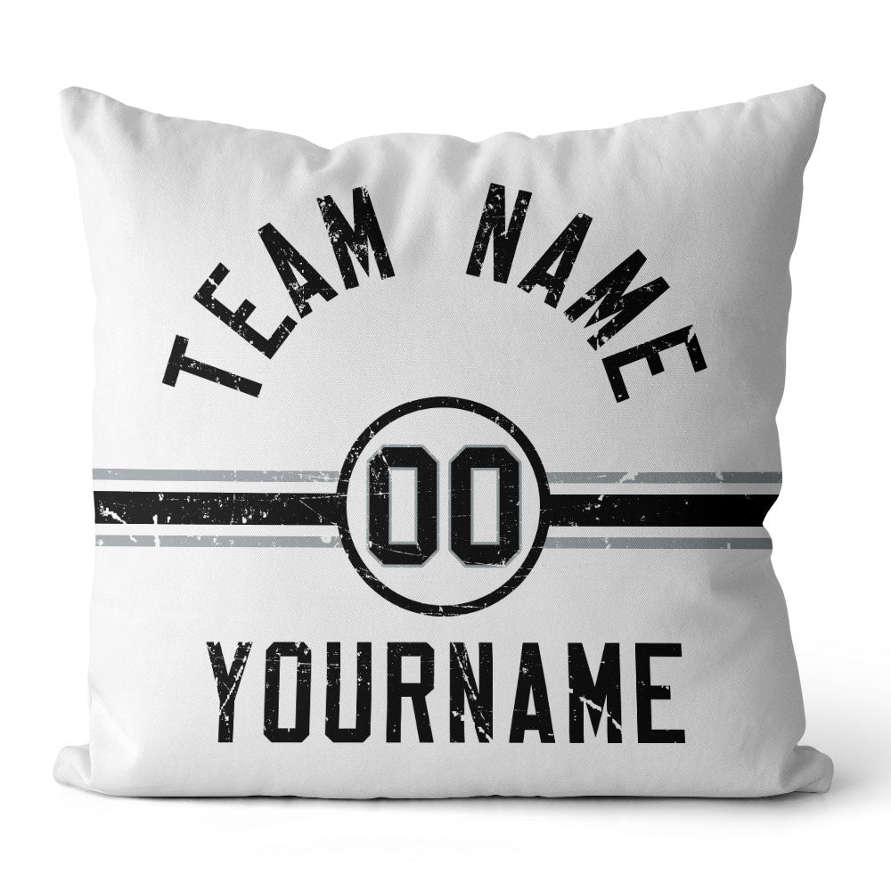 Custom Football Throw Pillow for Men Women Boy Gift Printed Your Personalized Name Number Black & White & Gray enthsush