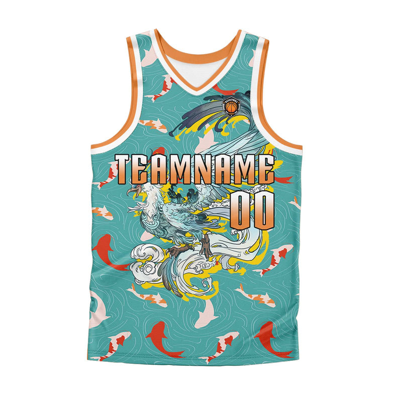 Custom Teal Orange Basketball Jersey Uniform Suit Printed Your Logo Name Number