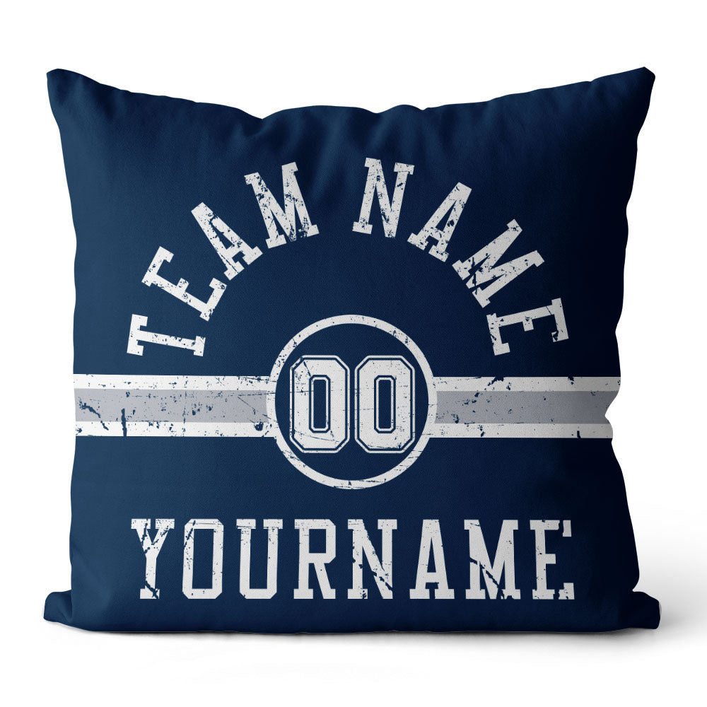 Custom Football Throw Pillow for Men Women Boy Gift Printed Your Personalized Name Number Navy & Gray & White enthsush