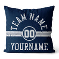 Custom Football Throw Pillow for Men Women Boy Gift Printed Your Personalized Name Number Navy & Gray & White enthsush