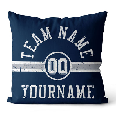 Custom Football Throw Pillow for Men Women Boy Gift Printed Your Personalized Name Number Navy & Gray & White enthsush