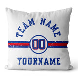 Custom Football Throw Pillow for Men Women Boy Gift Printed Your Personalized Name Number Blue & White & Red
