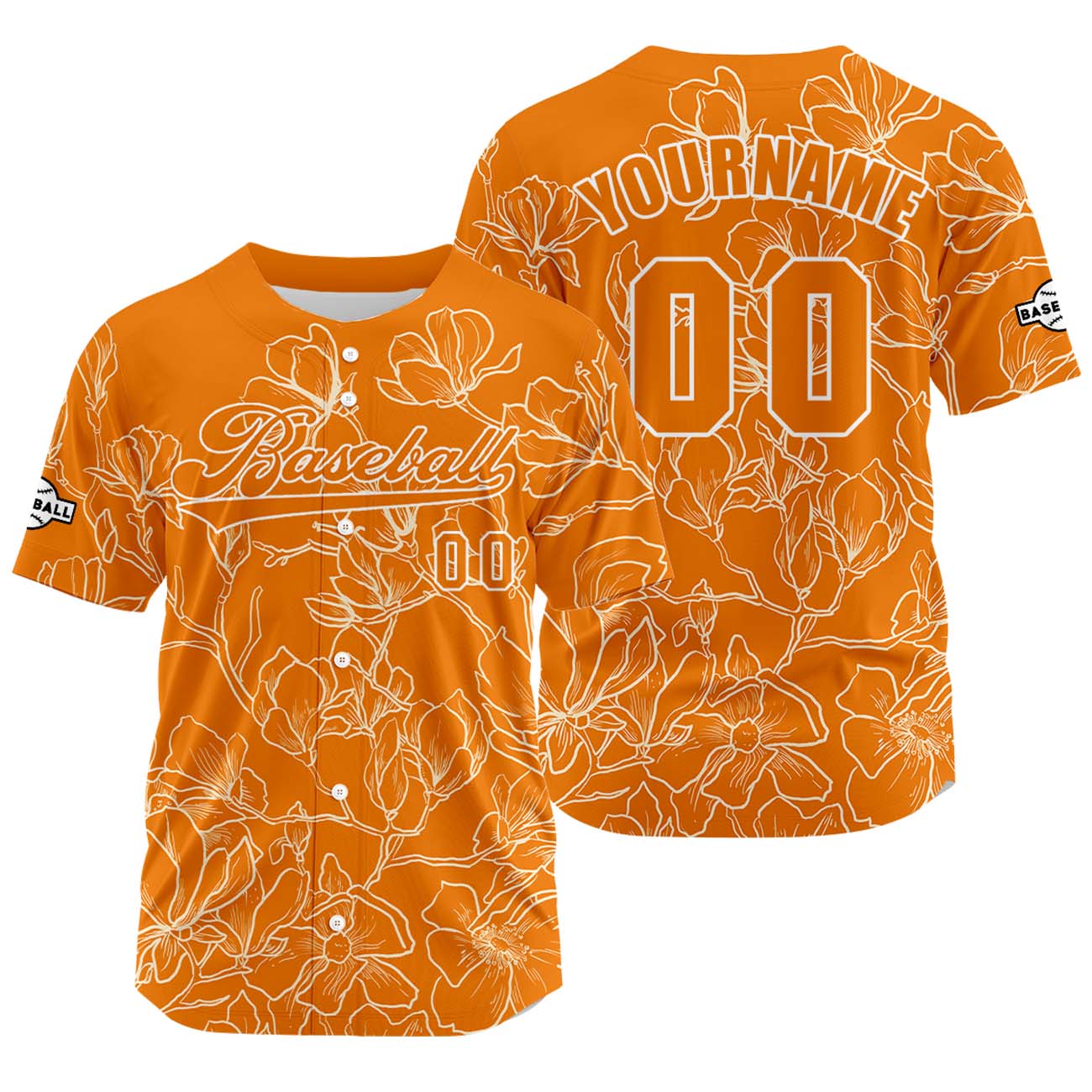 Custom Orange Jersey Personalized Baseball Shirt for Men Women Kids Youth enthsush