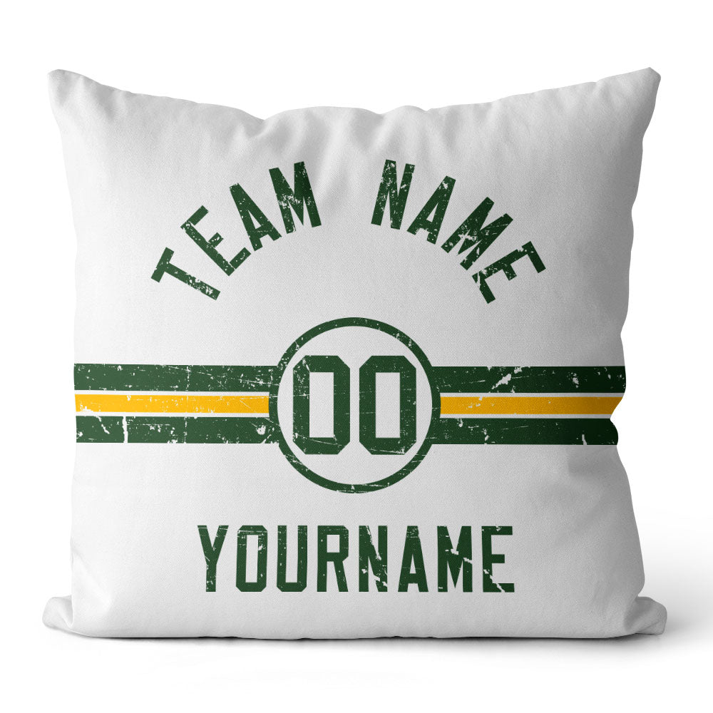 Custom Football Throw Pillow for Men Women Boy Gift Printed Your Personalized Name Number Green & Yellow & White enthsush