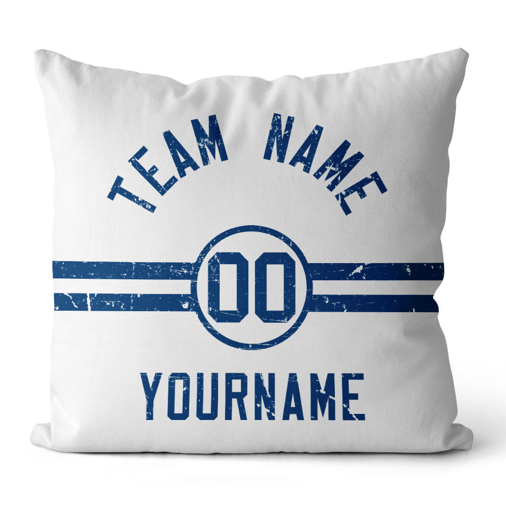 Custom Football Throw Pillow for Men Women Boy Gift Printed Your Personalized Name Number Blue & White enthsush