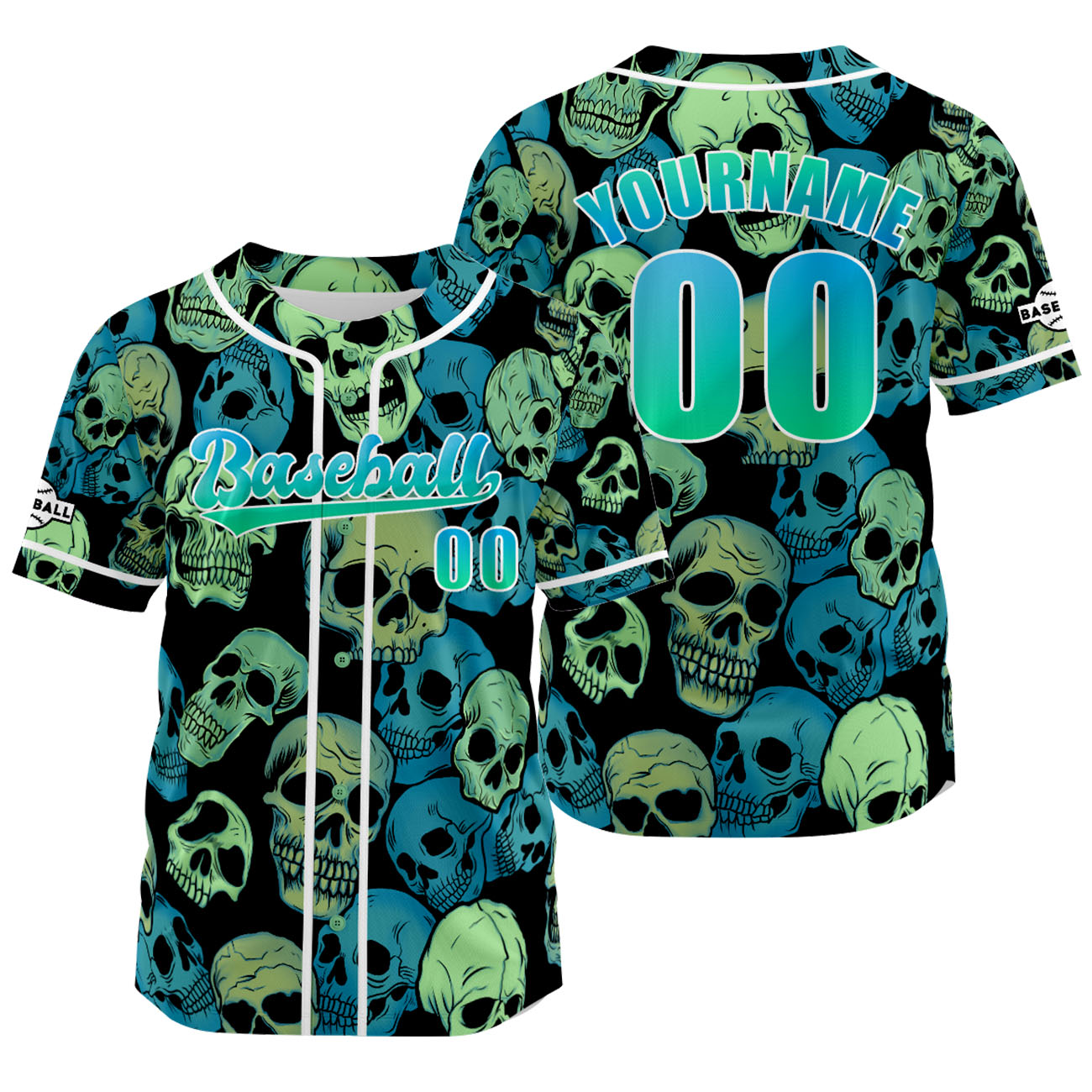 Custom Green Bule Jersey Personalized Baseball Shirt for Men Women Kids Youth enthsush