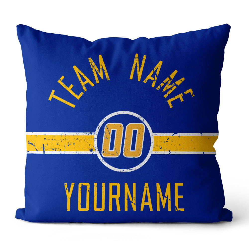 Custom Football Throw Pillow for Men Women Boy Gift Printed Your Personalized Name Number Light Blue & White & Yellow enthsush