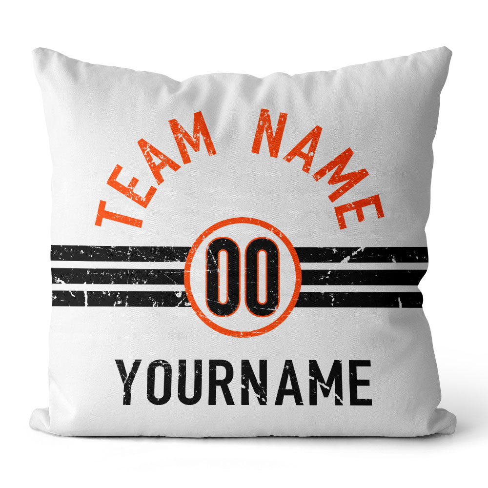 Custom Football Throw Pillow for Men Women Boy Gift Printed Your Personalized Name Number Black & Orange & White enthsush
