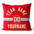 Custom Football Throw Pillow for Men Women Boy Gift Printed Your Personalized Name Number Red & White & Gold enthsush