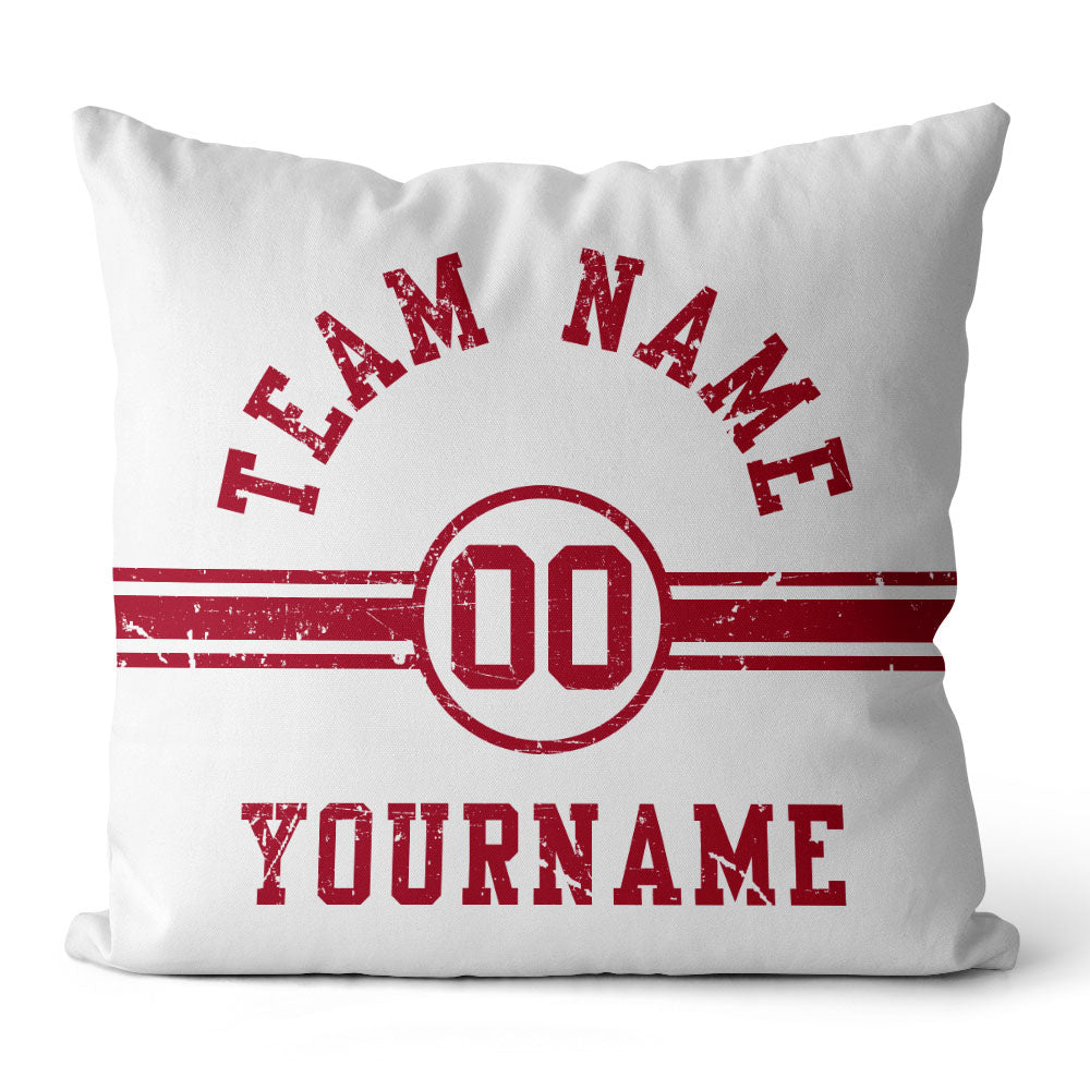Custom Football Throw Pillow for Men Women Boy Gift Printed Your Personalized Name Number Blue & White & Red enthsush