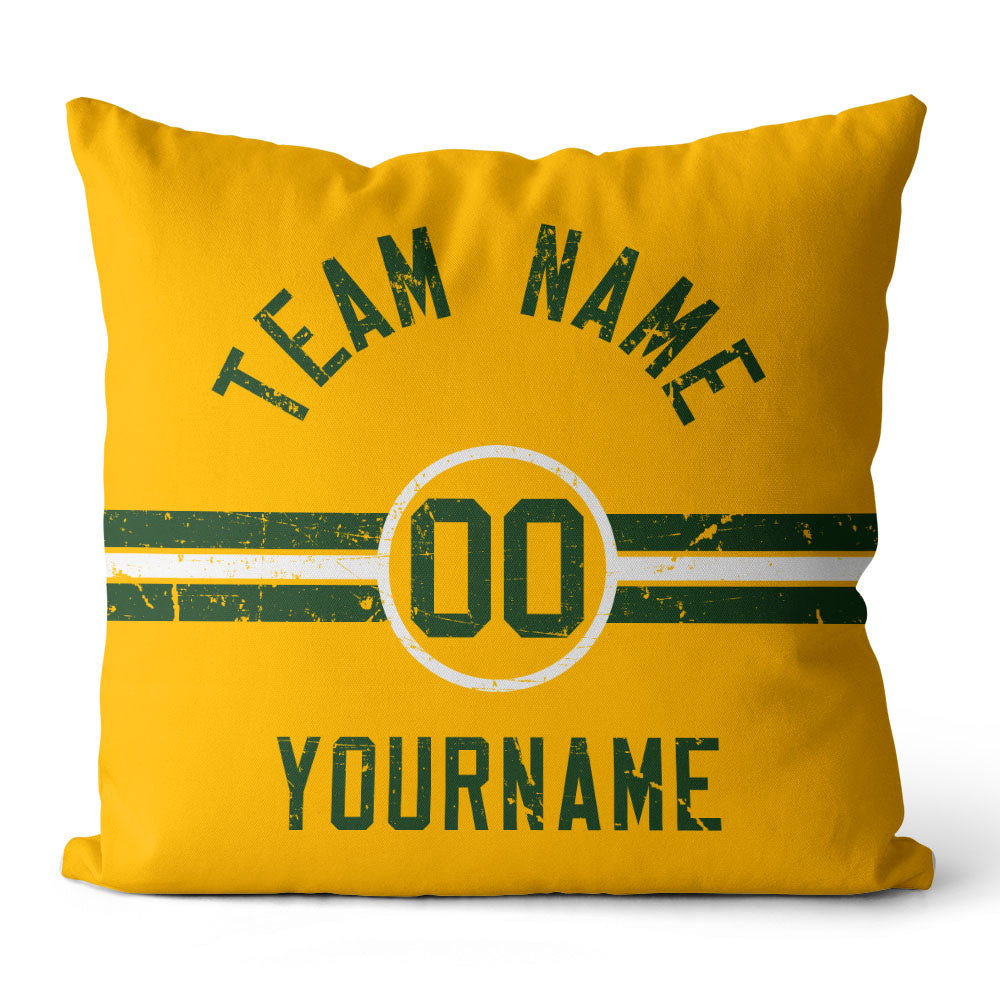 Custom Football Throw Pillow for Men Women Boy Gift Printed Your Personalized Name Number Green & Yellow & White enthsush