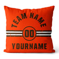 Custom Football Throw Pillow for Men Women Boy Gift Printed Your Personalized Name Number Orange & Brown & White enthsush