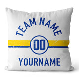 Custom Football Throw Pillow for Men Women Boy Gift Printed Your Personalized Name Number Blue & White & Yellow