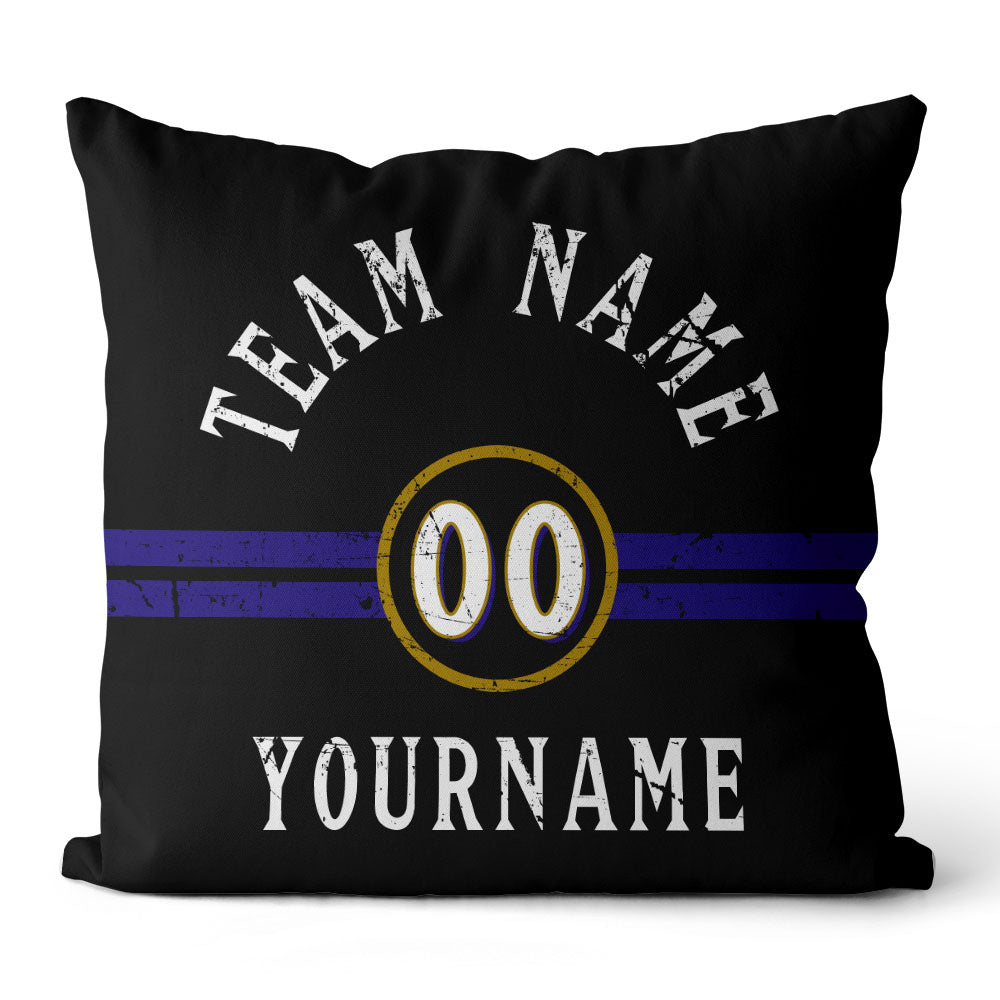 Custom Football Throw Pillow for Men Women Boy Gift Printed Your Personalized Name Number Blue & Black & White enthsush