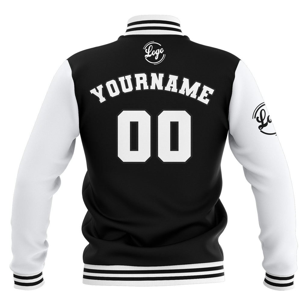 Custom Black White Waterproof Varsity Jackets Personalized Stitched Name Number Logo to Letterman Jackets enthsush