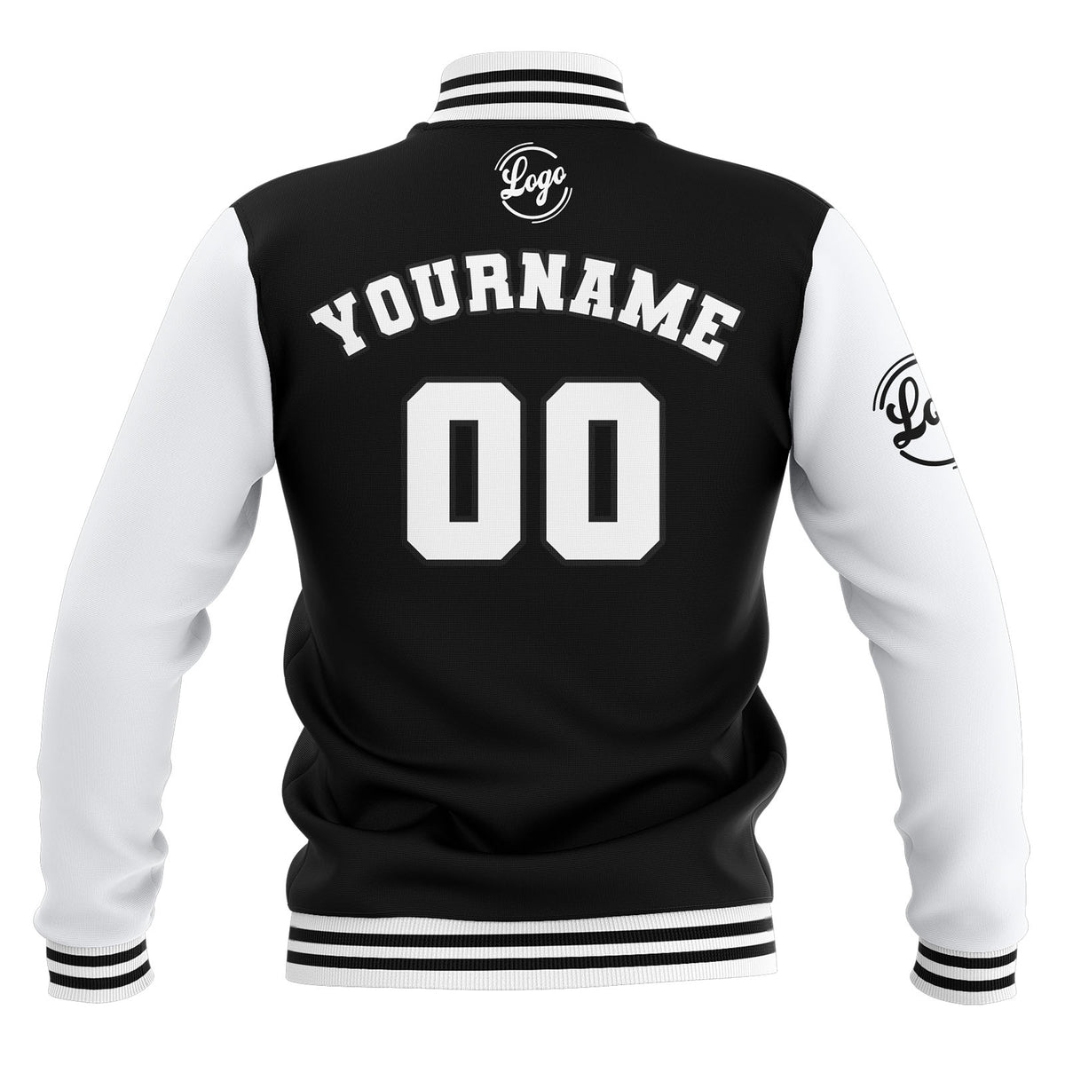 Custom Black White Waterproof Varsity Jackets Personalized Stitched Name Number Logo to Letterman Jackets enthsush