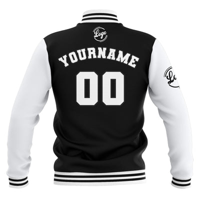 Custom Black White Waterproof Varsity Jackets Personalized Stitched Name Number Logo to Letterman Jackets enthsush