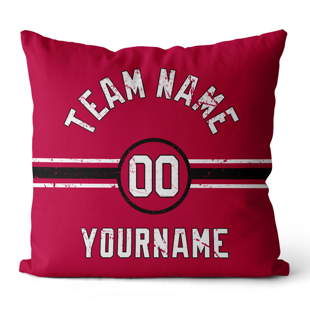 Custom Football Throw Pillow for Men Women Boy Gift Printed Your Personalized Name Number Red & Black & White enthsush