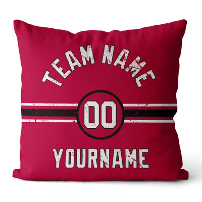 Custom Football Throw Pillow for Men Women Boy Gift Printed Your Personalized Name Number Red & Black & White enthsush