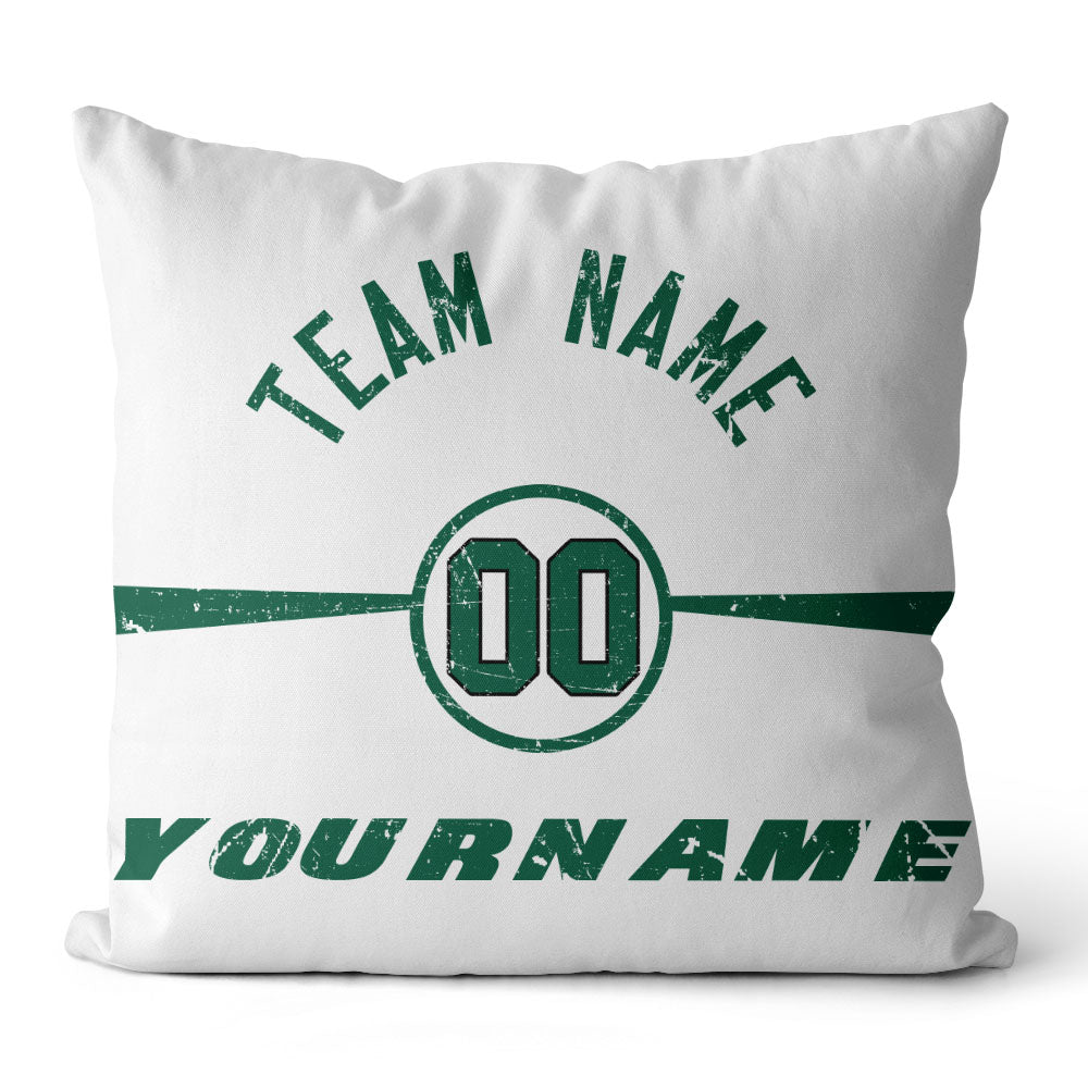 Custom Football Throw Pillow for Men Women Boy Gift Printed Your Personalized Name Number Green & White enthsush