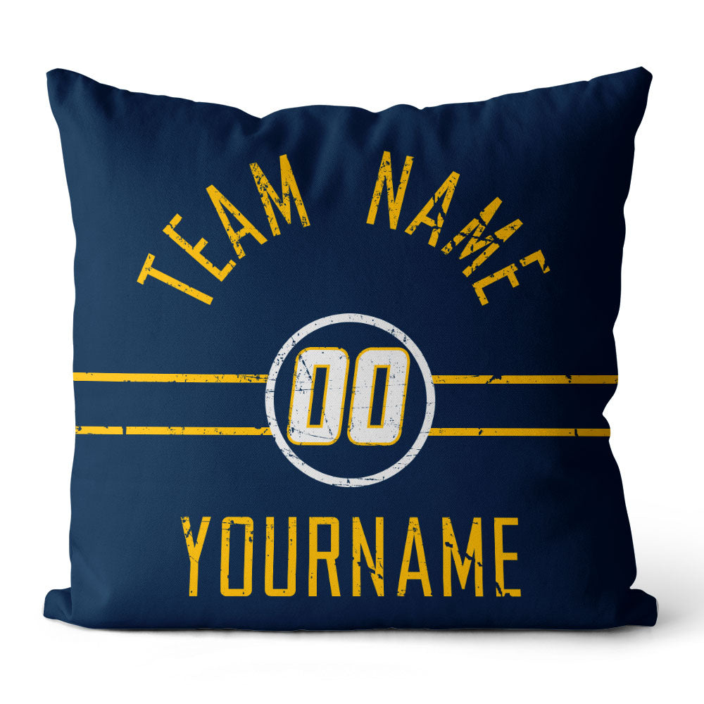 Custom Football Throw Pillow for Men Women Boy Gift Printed Your Personalized Name Number Light Blue & White & Yellow enthsush