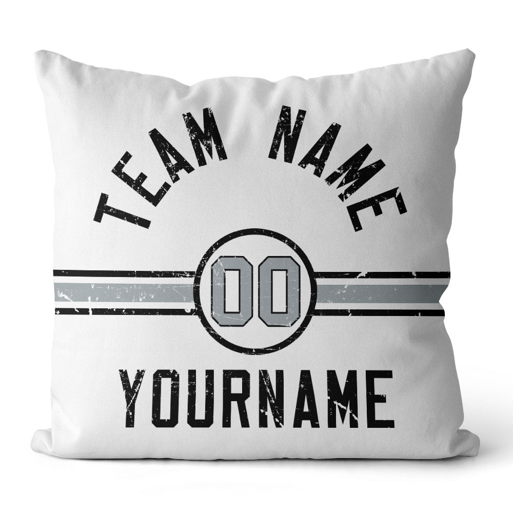Custom Football Throw Pillow for Men Women Boy Gift Printed Your Personalized Name Number Black & White & Gray enthsush