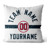 Custom Football Throw Pillow for Men Women Boy Gift Printed Your Personalized Name Number Navy & Red & White