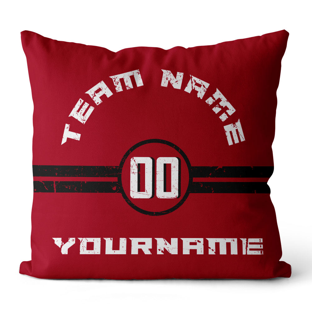 Custom Football Throw Pillow for Men Women Boy Gift Printed Your Personalized Name Number Black & White &  Red enthsush