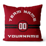 Custom Football Throw Pillow for Men Women Boy Gift Printed Your Personalized Name Number Black & White &  Red