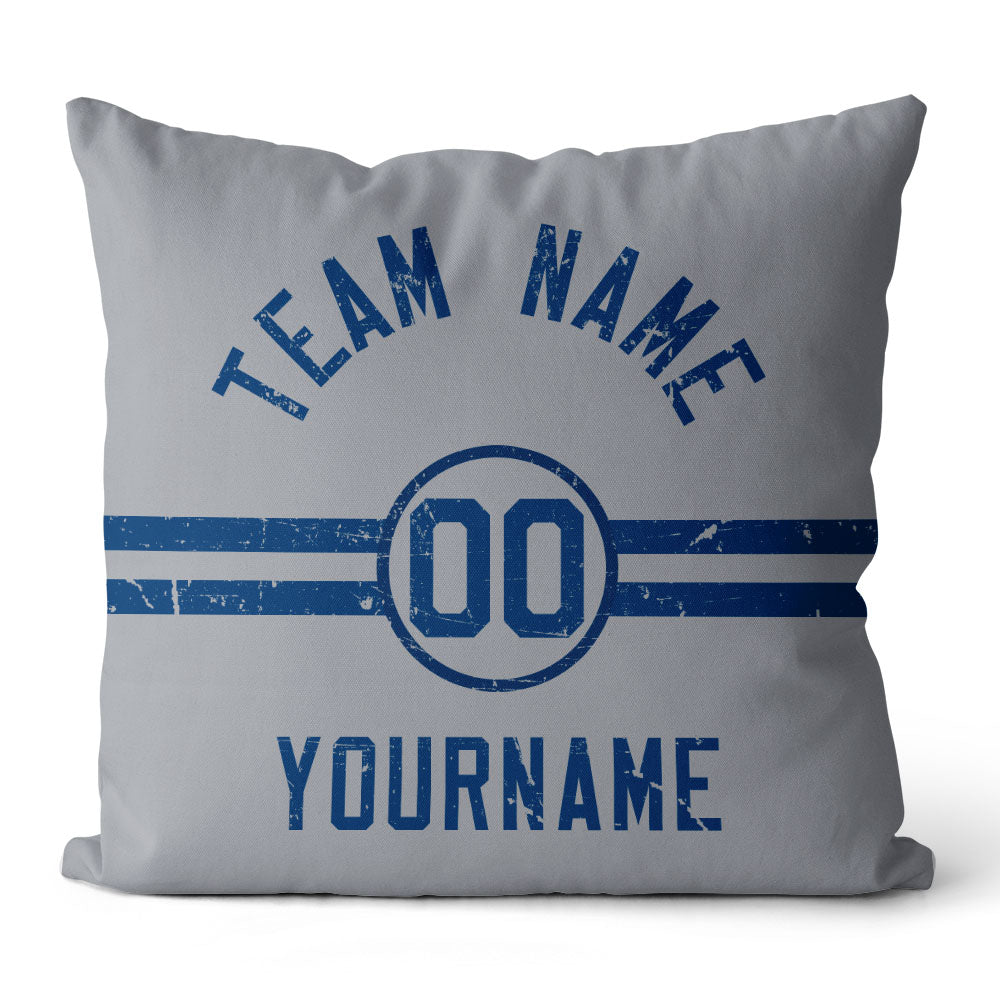Custom Football Throw Pillow for Men Women Boy Gift Printed Your Personalized Name Number Blue & White enthsush