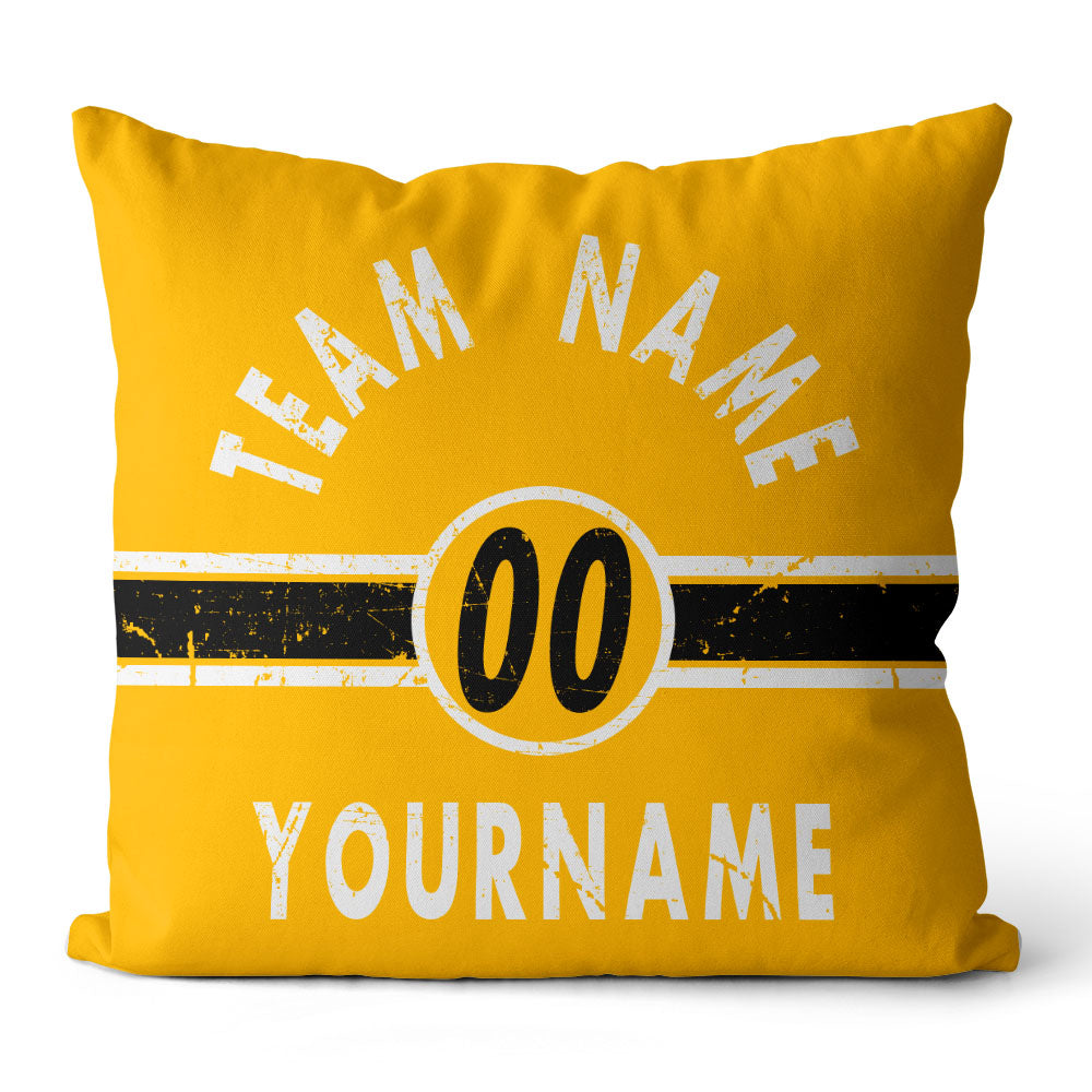 Custom Football Throw Pillow for Men Women Boy Gift Printed Your Personalized Name Number Black & White & Yellow enthsush