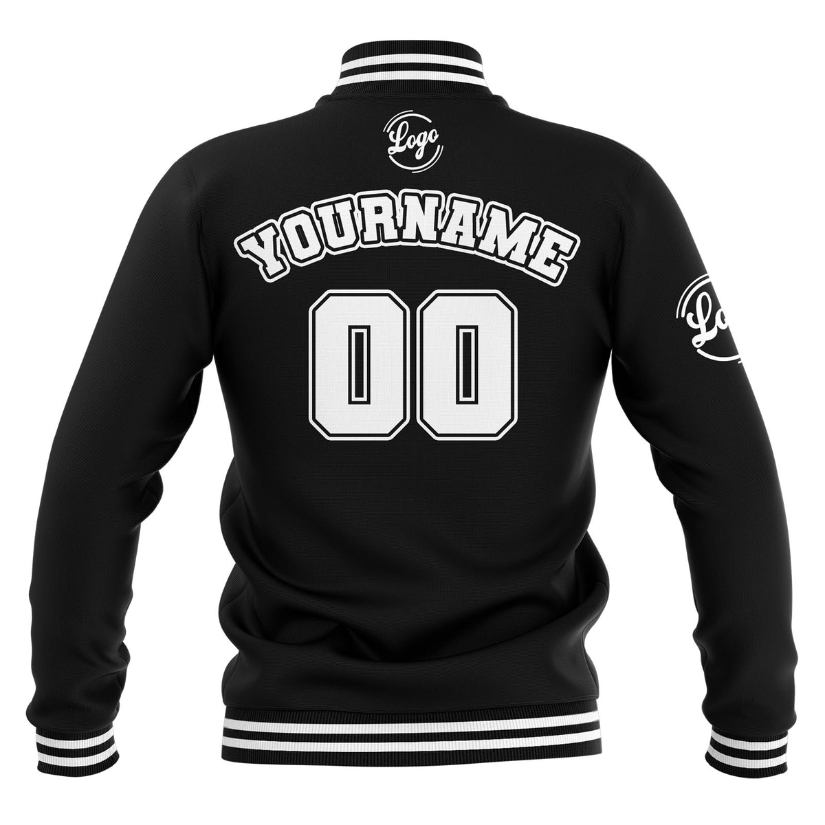 Custom Black White Waterproof Varsity Jackets Personalized Stitched Name Number Logo to Letterman Jackets enthsush