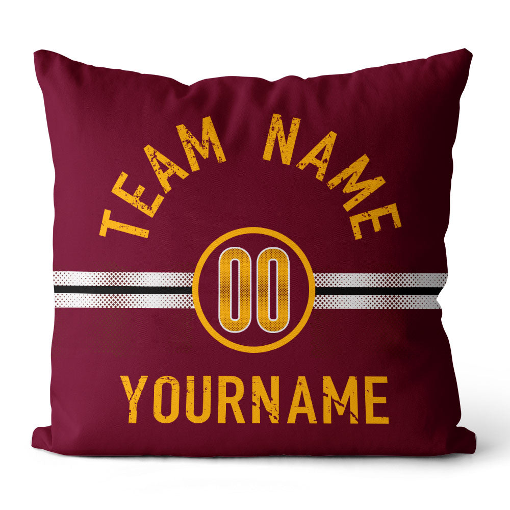Custom Football Throw Pillow for Men Women Boy Gift Printed Your Personalized Name Number Red & Black & Yellow enthsush