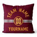 Custom Football Throw Pillow for Men Women Boy Gift Printed Your Personalized Name Number Red & Black & Yellow enthsush