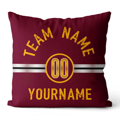 Custom Football Throw Pillow for Men Women Boy Gift Printed Your Personalized Name Number Red & Black & Yellow enthsush