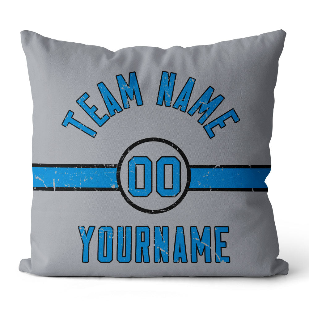 Custom Football Throw Pillow for Men Women Boy Gift Printed Your Personalized Name Number Black & Royal & White enthsush